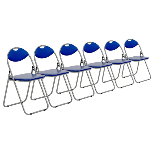 Blue Curved Padded Folding Chair - Pack of Six