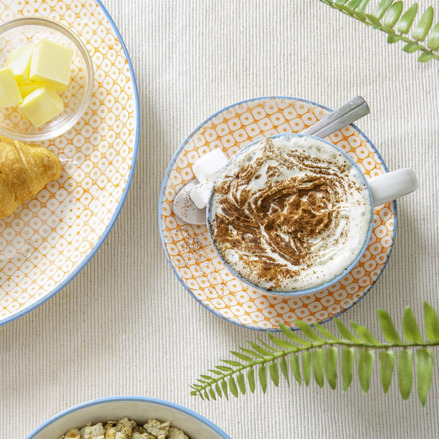 30pc Hand-Printed Floral Stoneware Dinner Set