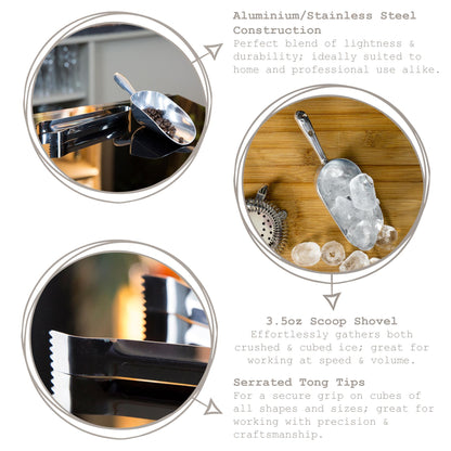 10pc Aluminium Ice Scoops & Tongs Set