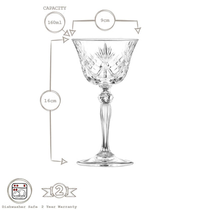 160ml Crystal Melodia Champagne Saucers - Pack of Six