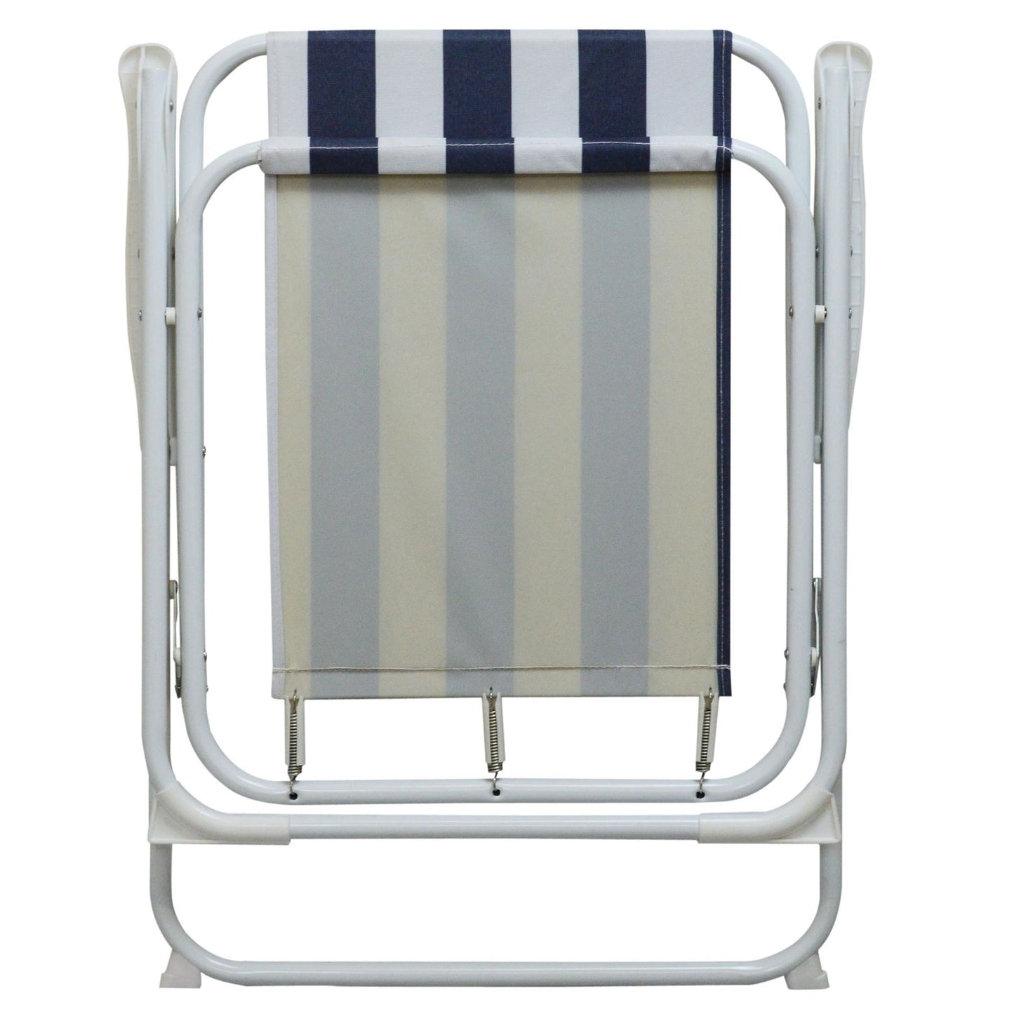 Blue & White Folding Metal Beach Chair