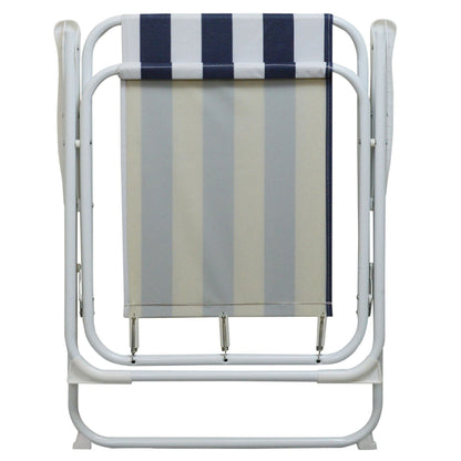 Blue & White Folding Metal Beach Chair