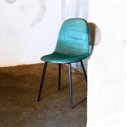GREEN FABRIC CHAIR BLACK METAL LEGS