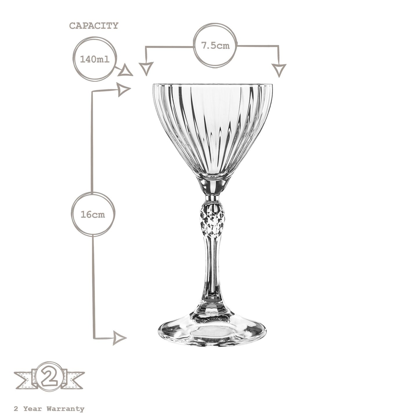 140ml America '20s Nick & Nora Glasses - Pack of Six