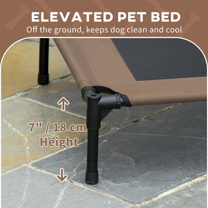 PawHut Raised Dog Bed Waterproof Elevated Pet Cot with Breathable Mesh UV Protection Canopy Coffee