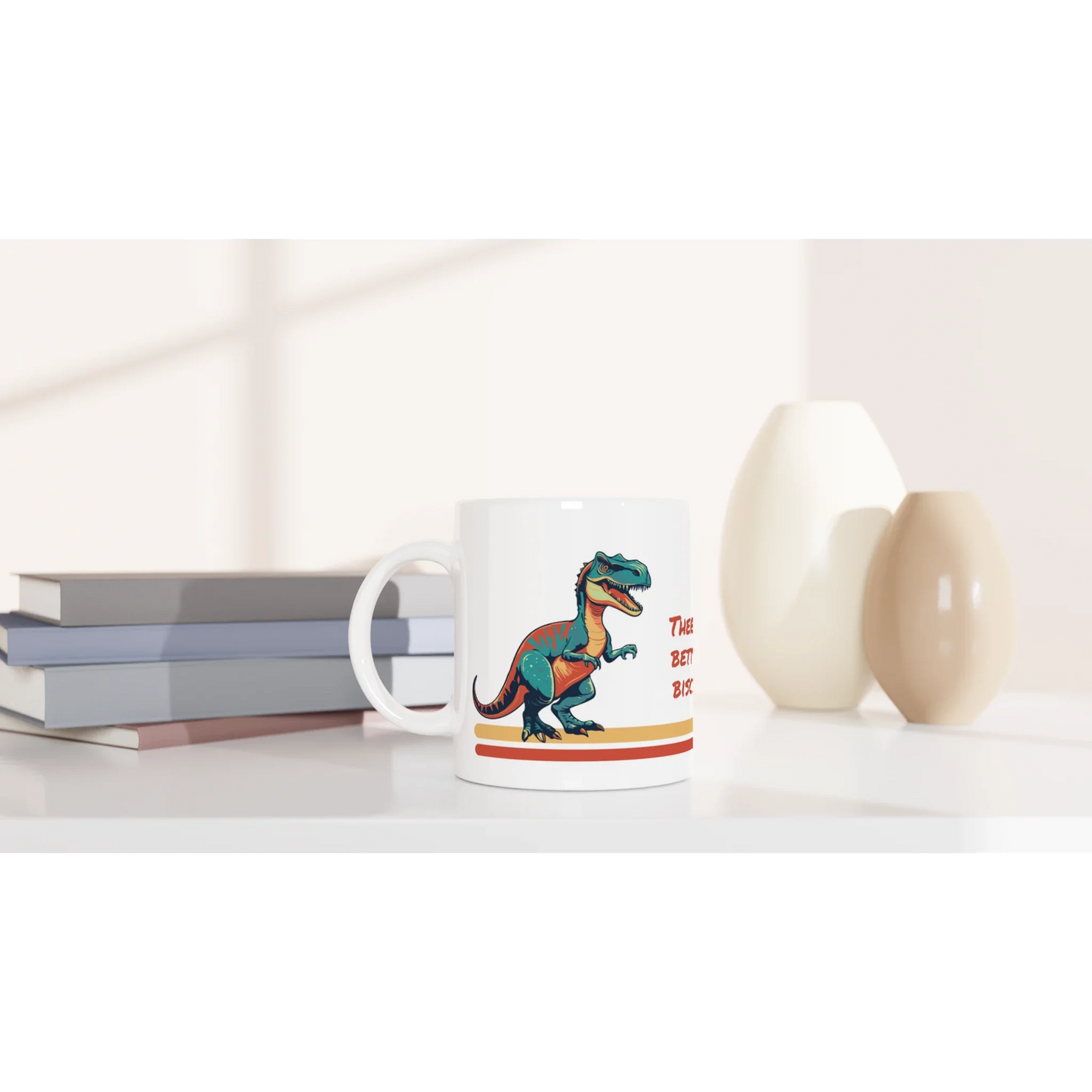 Personalisable White 11oz Ceramic Mug - T-Rex Biscuits