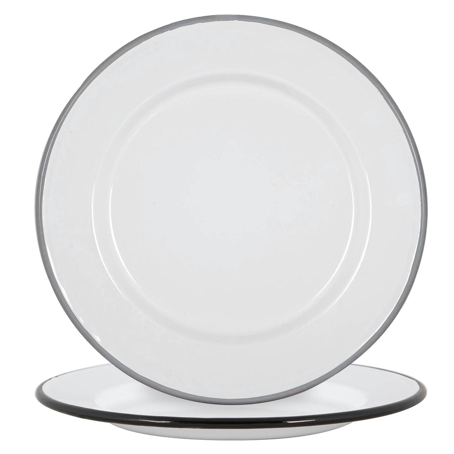25.5cm Black/Grey White Enamel Dinner Plates - Pack of Four