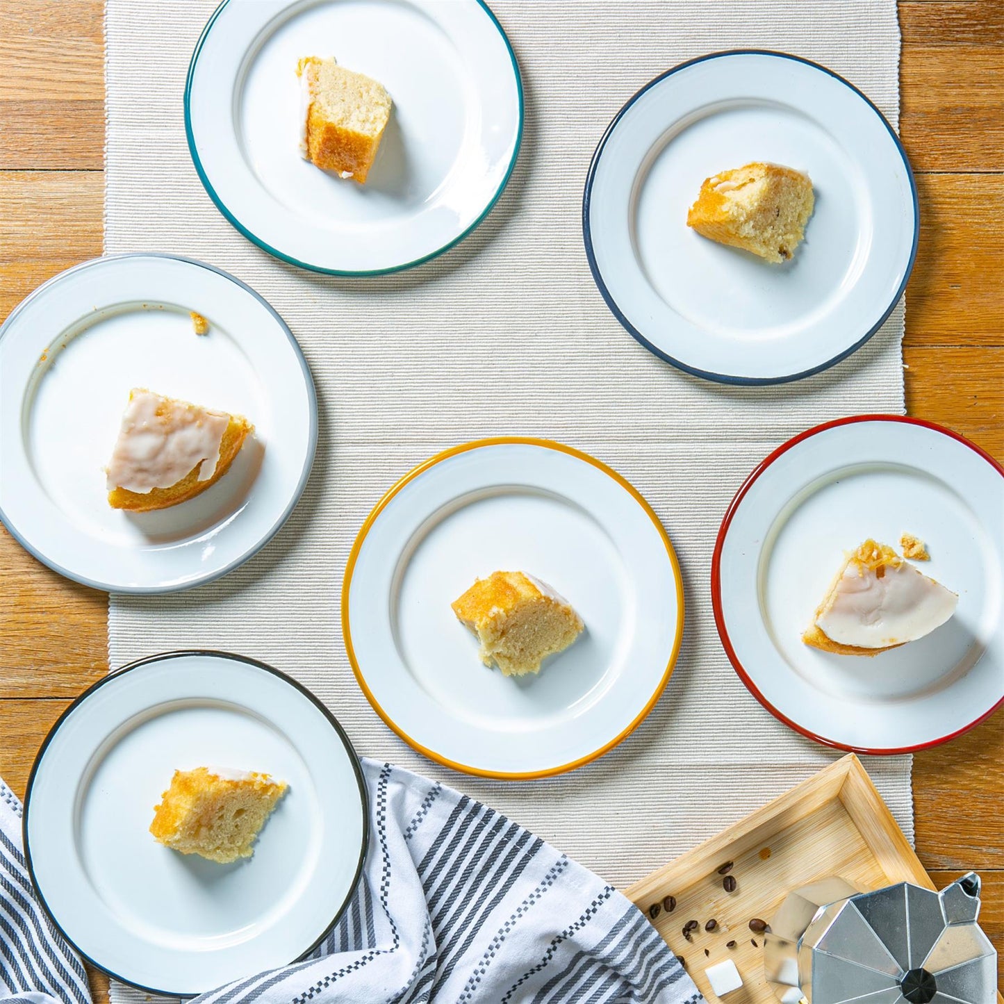 20cm White Enamel Side Plates - Pack of Six