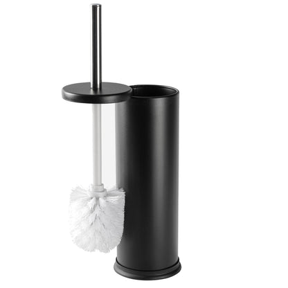 Matt Black Round Stainless Steel Toilet Brush & Bin Set