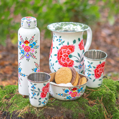 875ml Cotton Pansy Hand-Painted Picnic Water Bottle