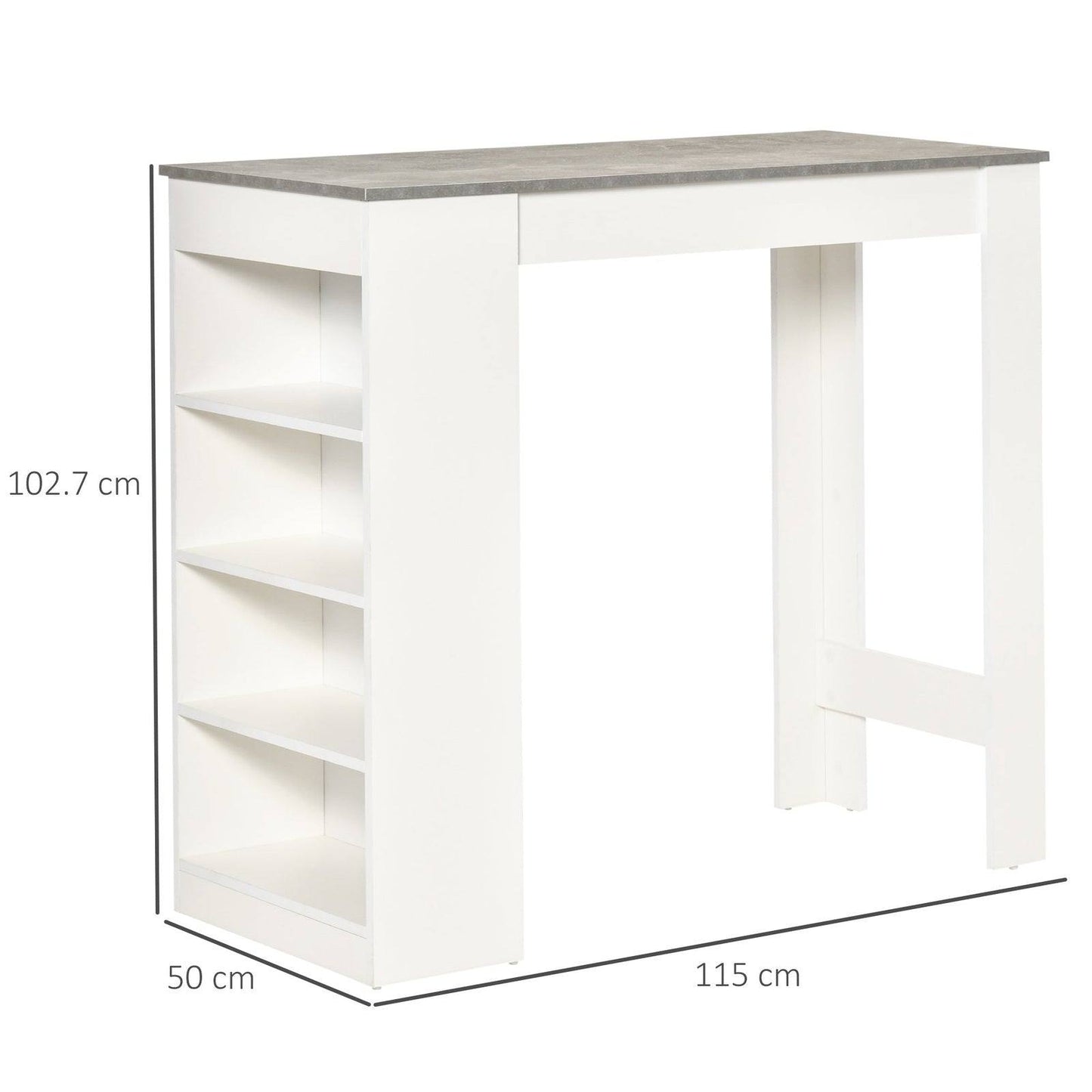 Bar Table Coffee Table Kitchen Dining Table with 4-Tier Storage Shelf for Kitchen