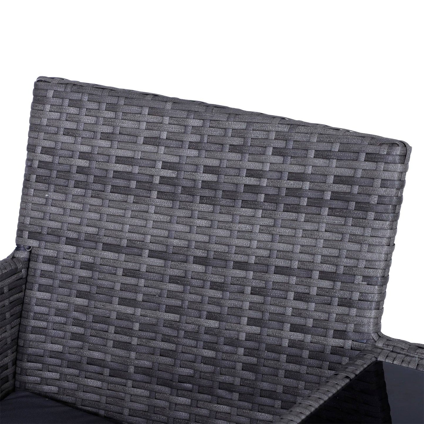 2 Seater PE Rattan Outdoor Garden Bench w/ Centre Table Grey