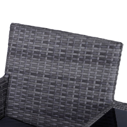 2 Seater PE Rattan Outdoor Garden Bench w/ Centre Table Grey