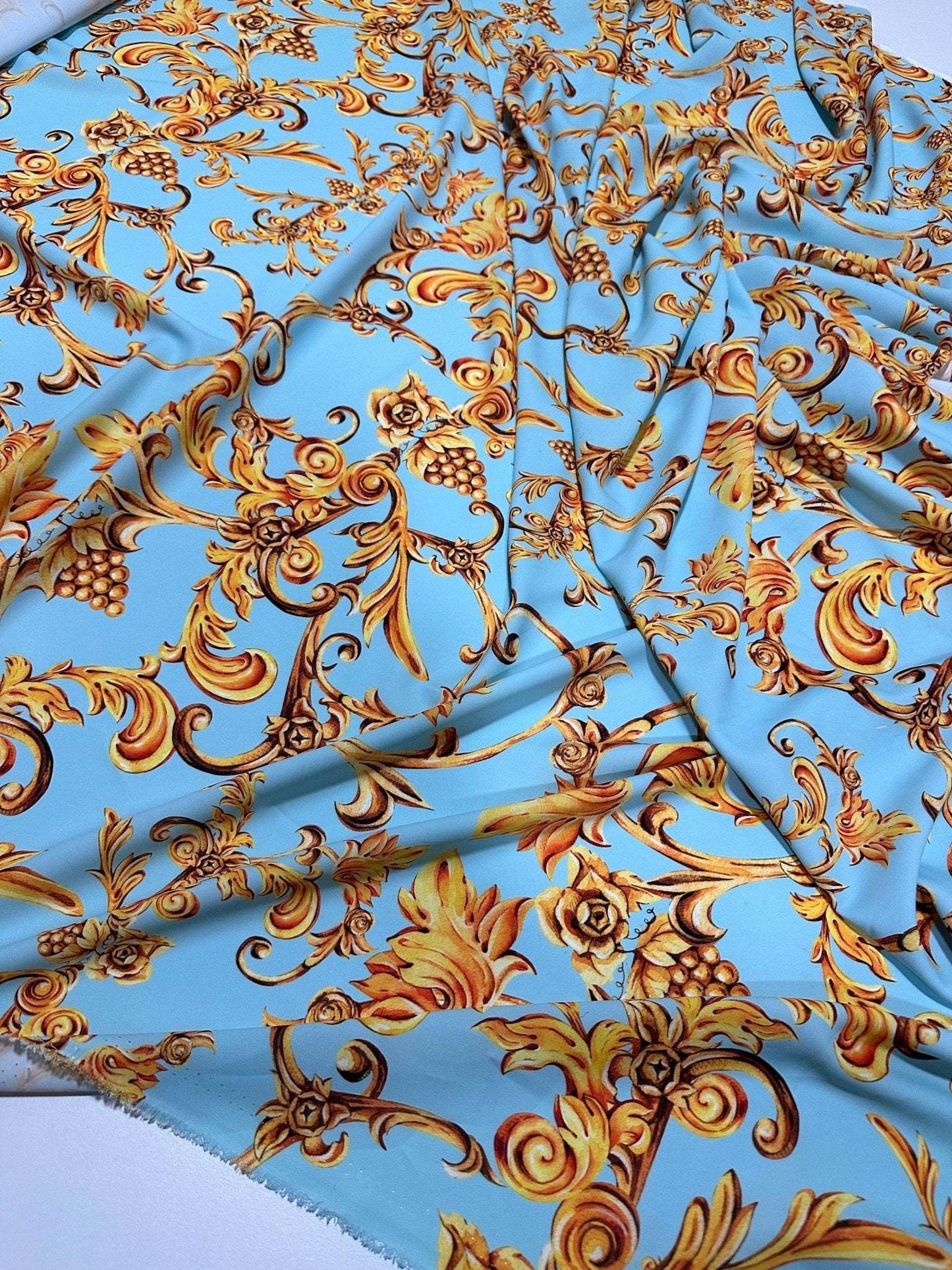Baroque Print Fabric – Custom Printed Fabric on Satin, Crepe, Spandex or Chiffon