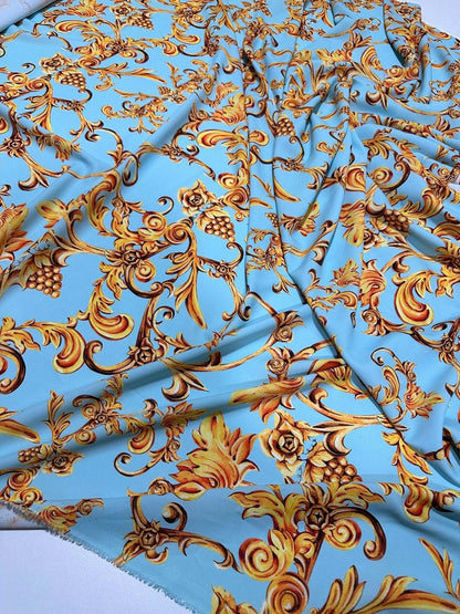 Baroque Print Fabric – Custom Printed Fabric on Satin, Crepe, Spandex or Chiffon