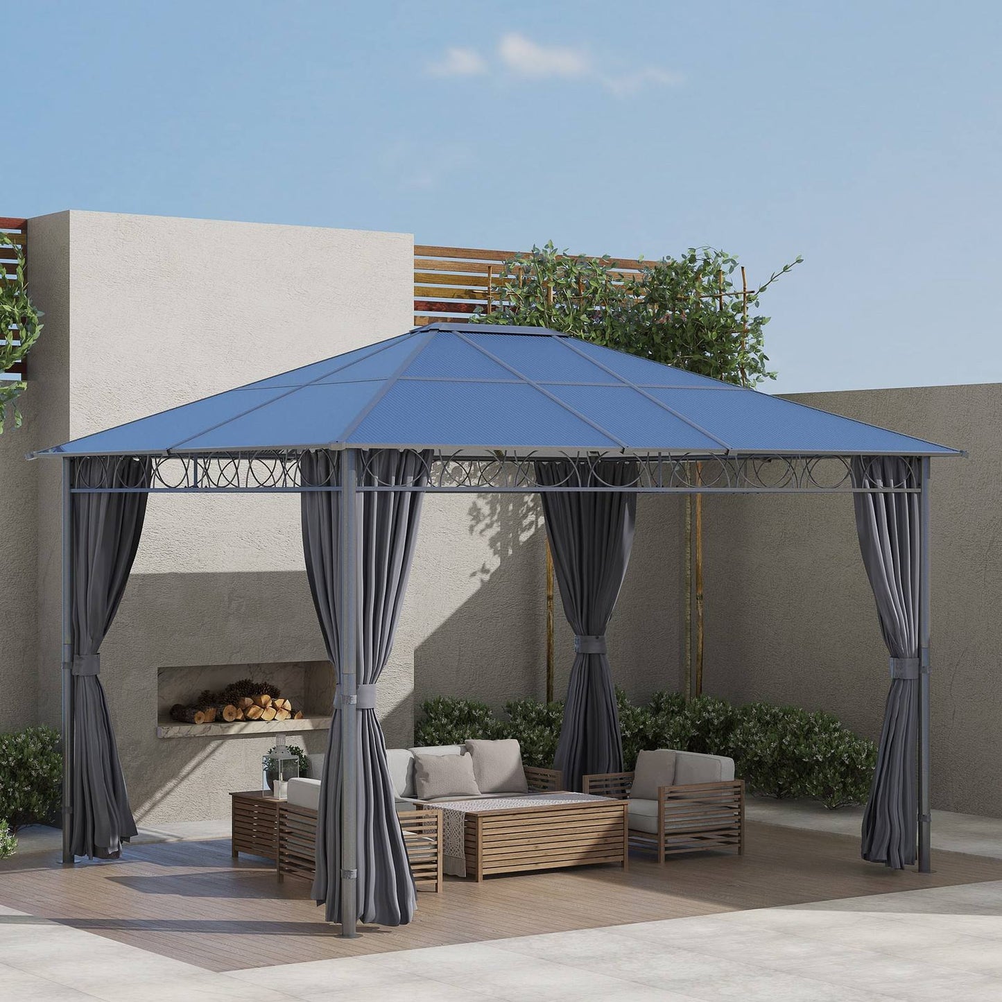 3 x 3.6m Hardtop Gazebo with UV Resistant Polycarbonate Roof