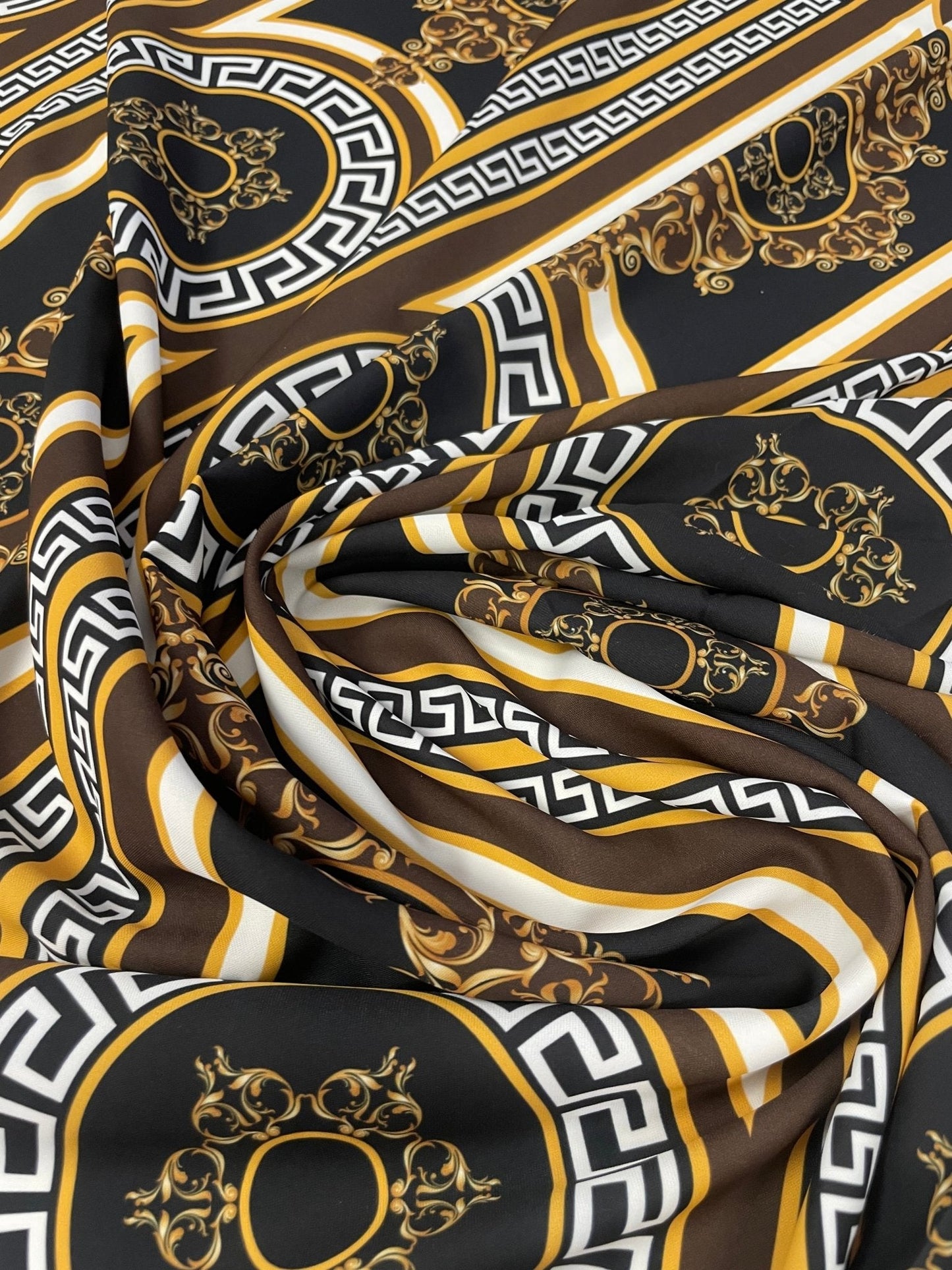 Baroque Gold & Black Crepe Fabric by the Metre – Luxury Dressmaking