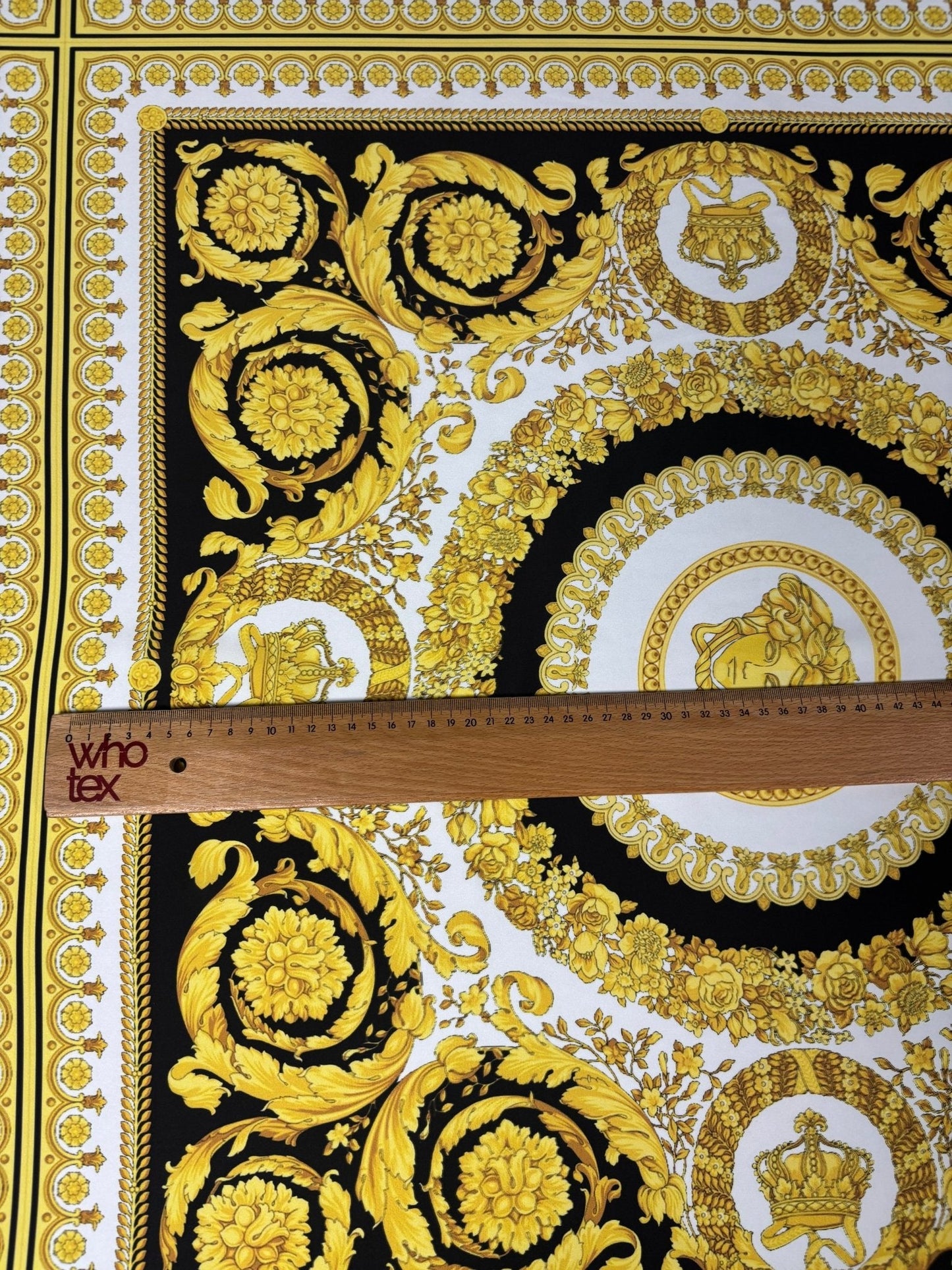 Baroque Gold Medallion Satin Fabric by the Metre – Luxury Material