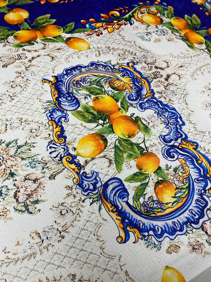Baroque Lemon & Cherub Crepe Fabric by the Metre – Luxury