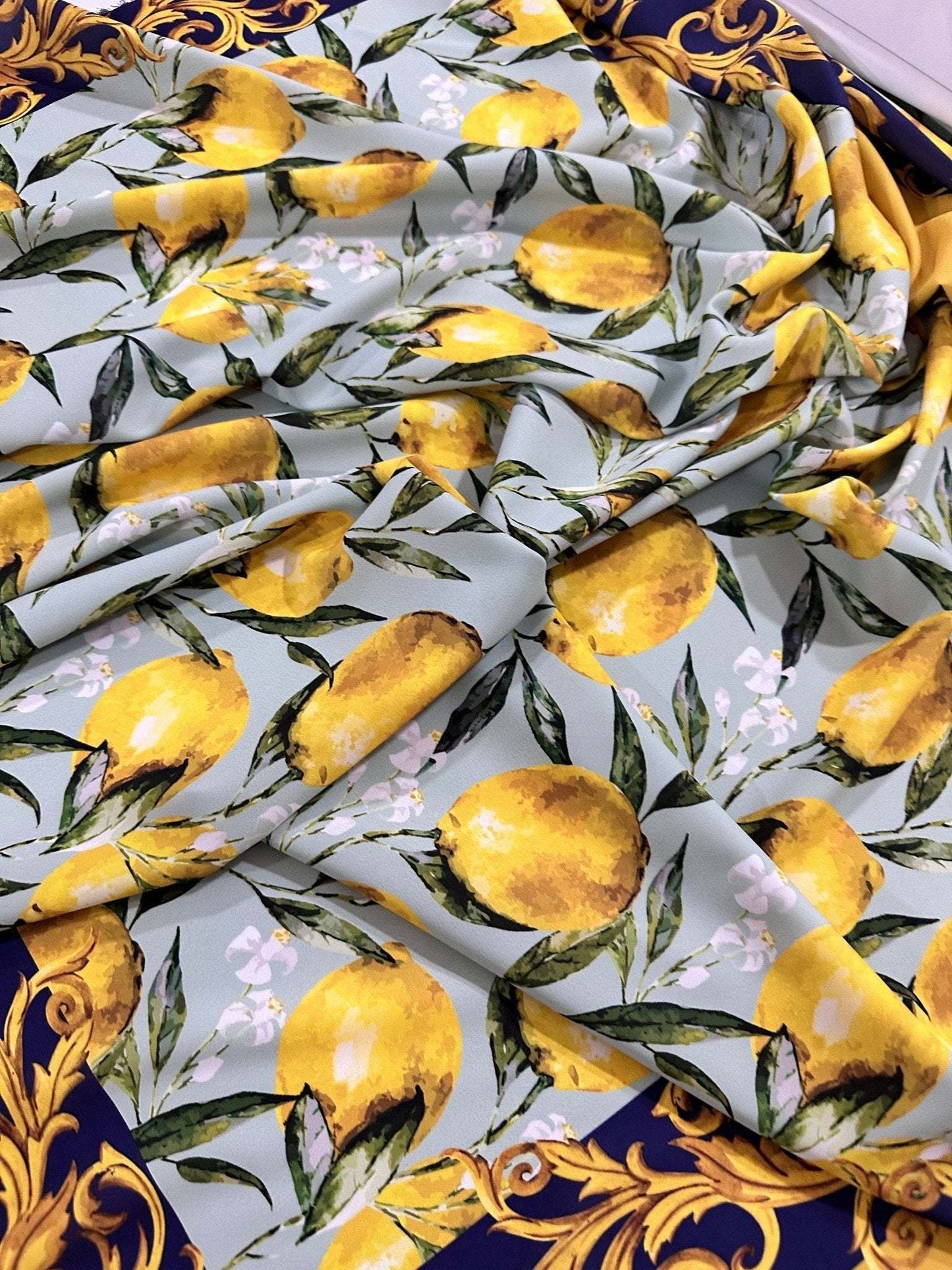 Baroque Lemon Fabric – Multiple Fabric Options, Sold by Metre