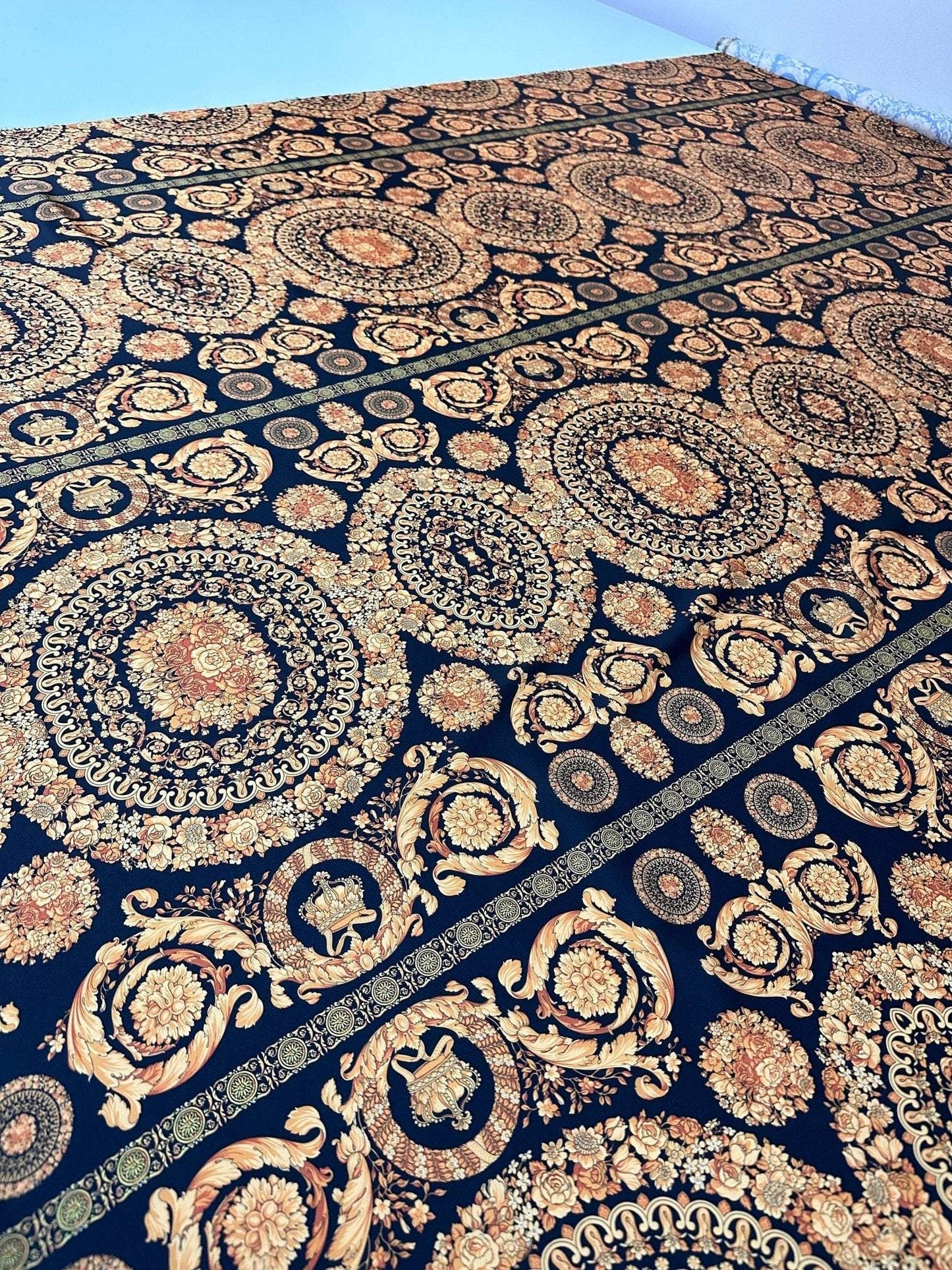 Baroque Black Gold Fabric – Custom Printed Fabric, Choose Material by Metre