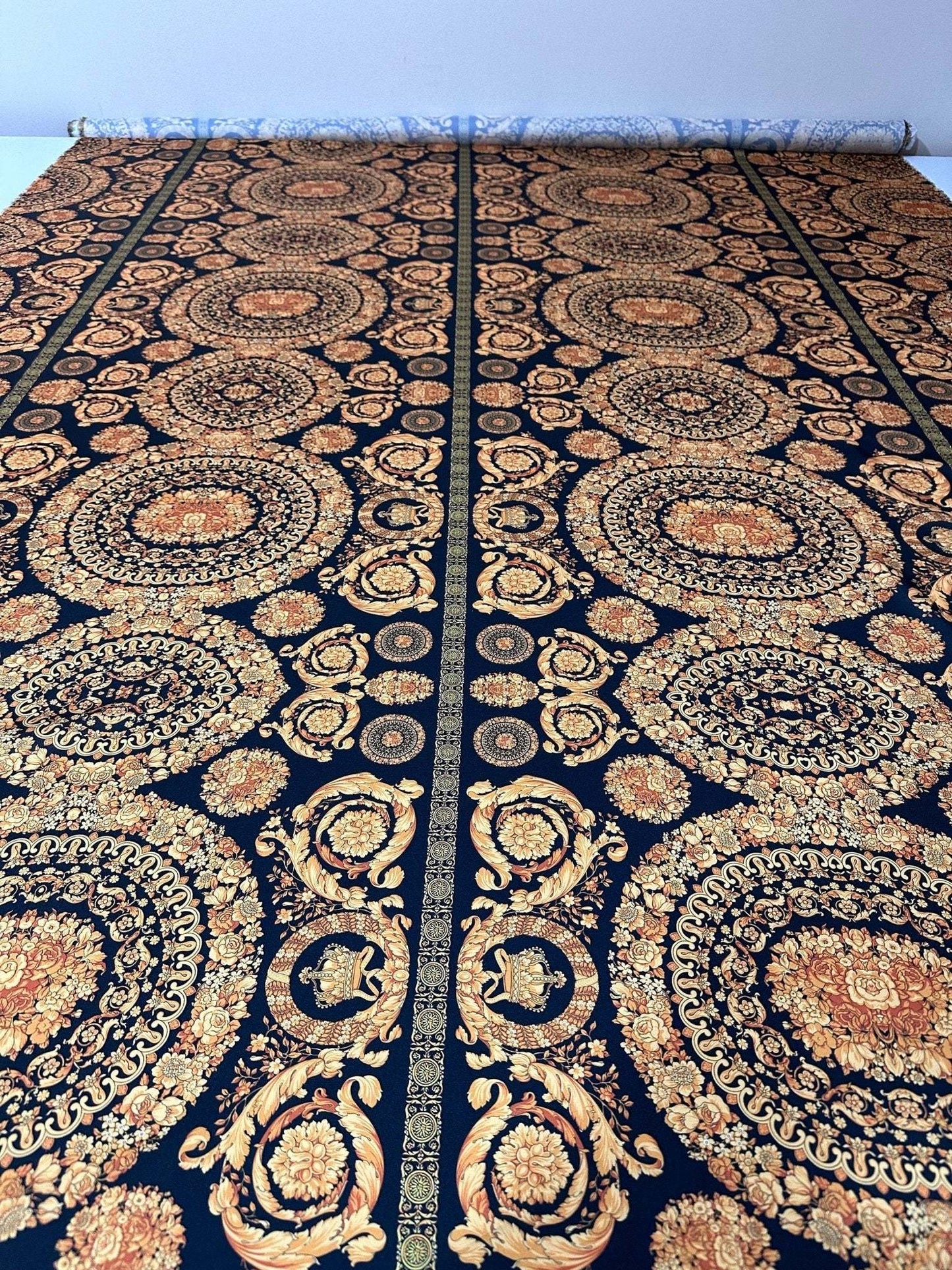 Baroque Black Gold Fabric – Custom Printed Fabric, Choose Material by Metre
