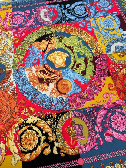 Colorful Baroque Pattern Italian Fabric – Fabric by Metre, Options: Satin, Crepe, Spandex, Chiffon