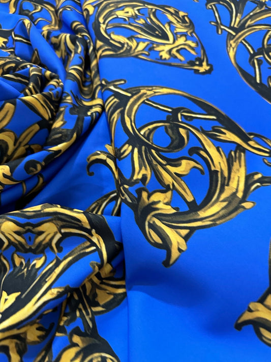 Royal Blue Baroque Pattern Fabric