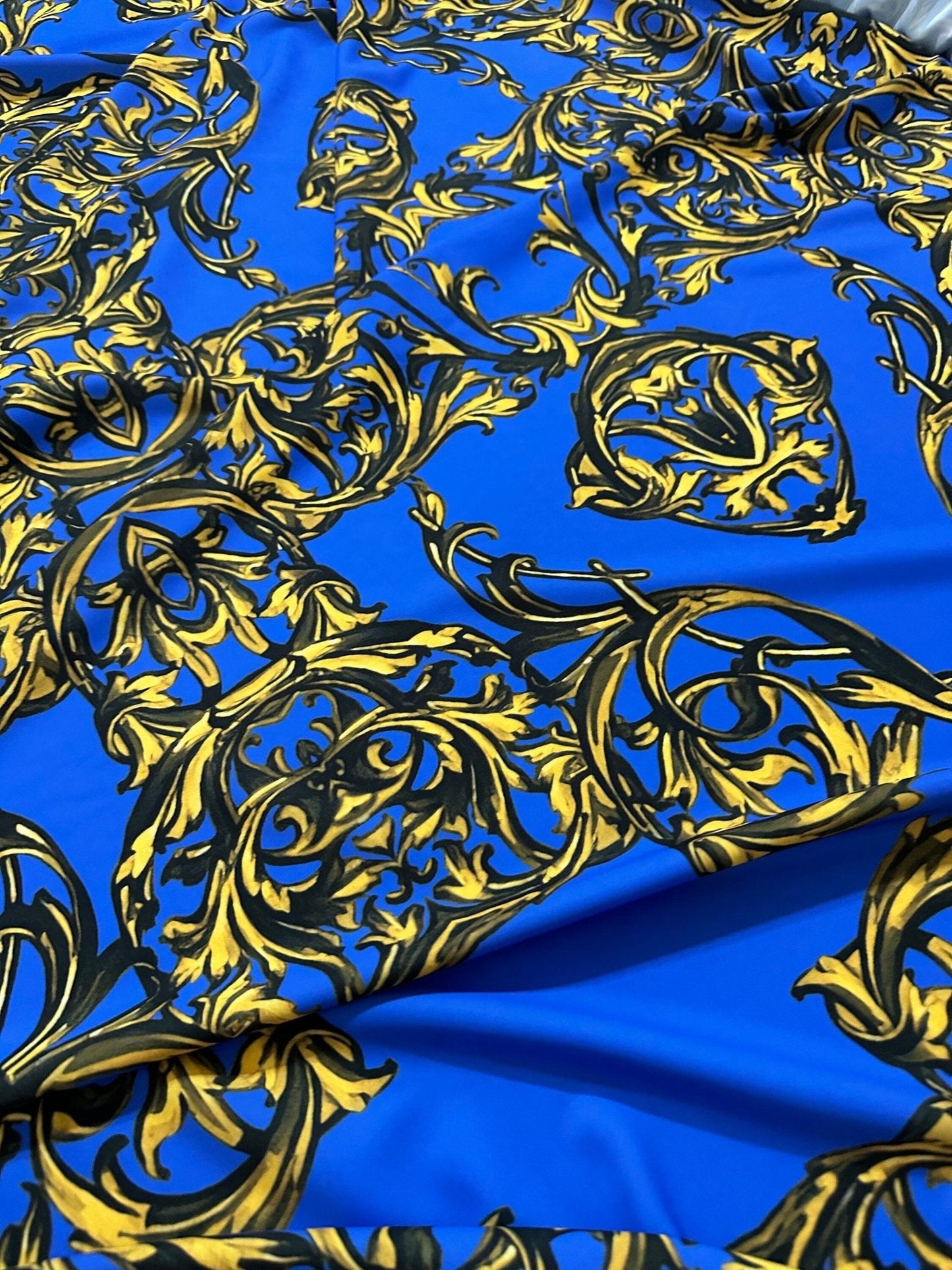 Royal Blue Baroque Pattern Fabric