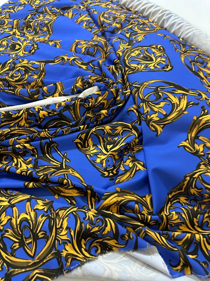 Royal Blue Baroque Pattern Fabric