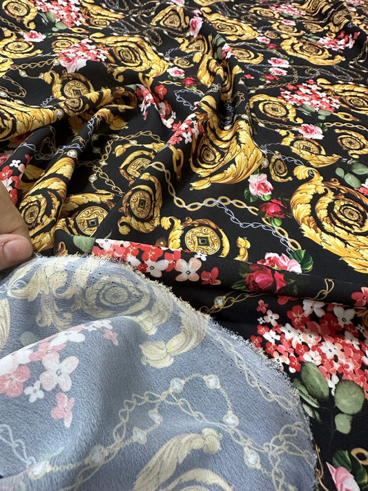 Baroque Floral Chain Fabric