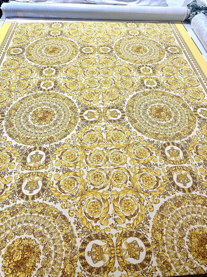 Baroque Gold and White Fabric – Custom Printed Fabric, Choose Material by Metre