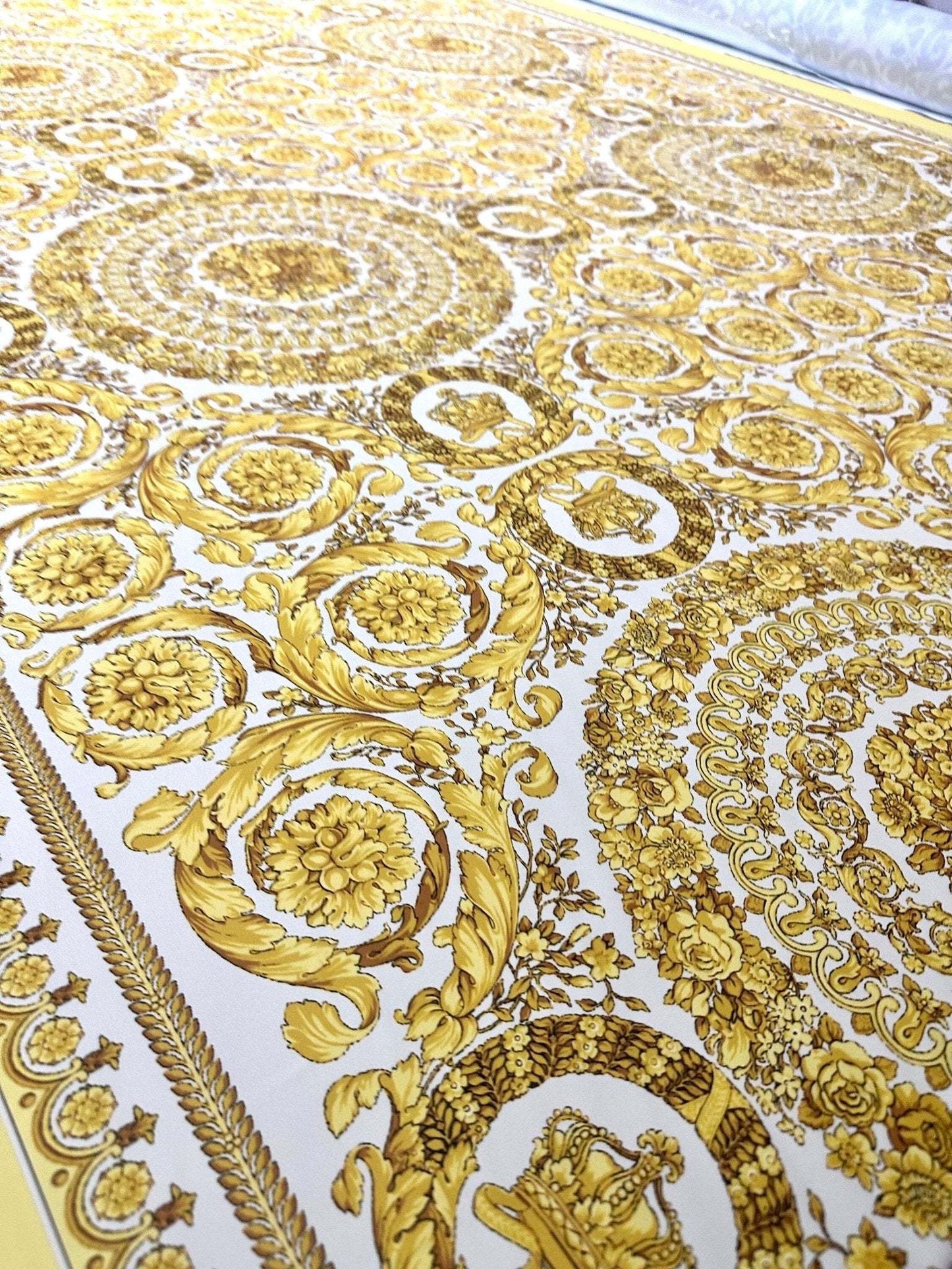 Baroque Gold and White Fabric – Custom Printed Fabric, Choose Material by Metre