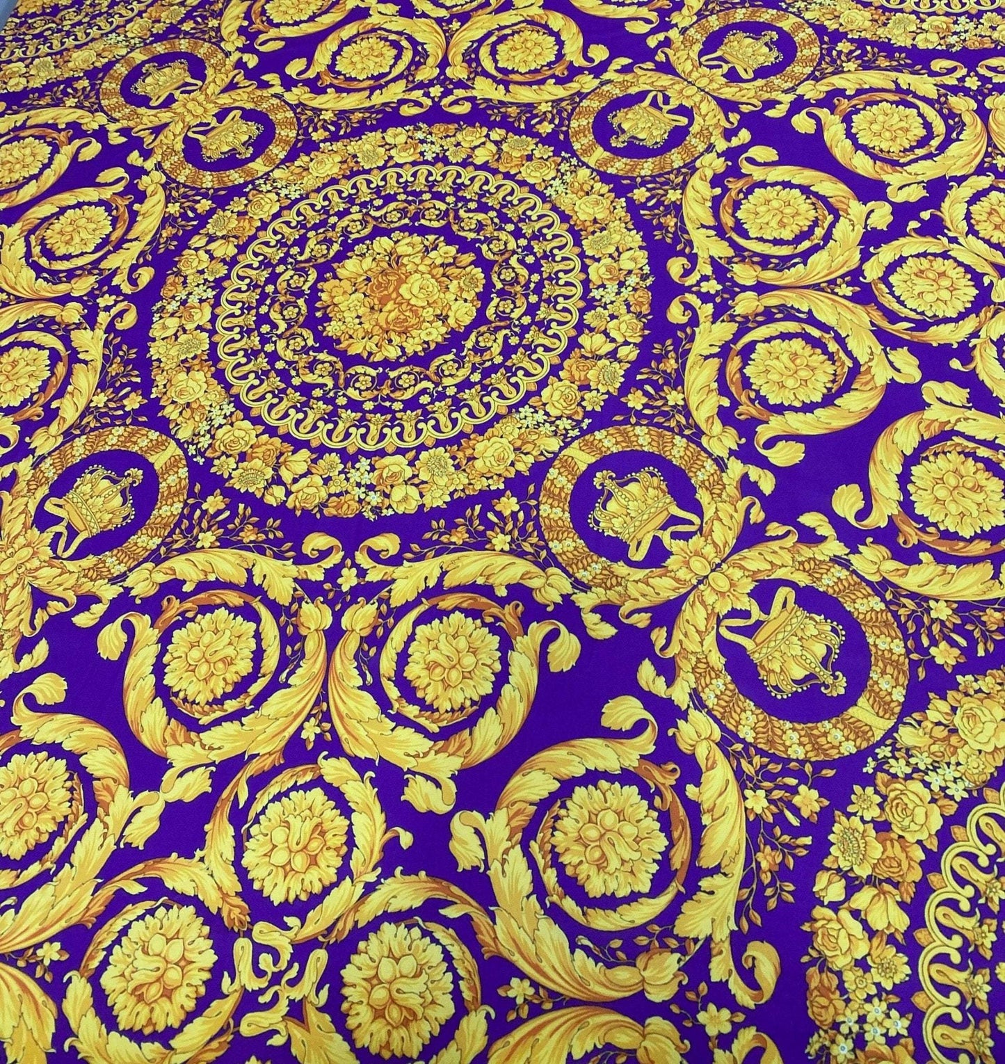 Purple Baroque Pattern Fabric – Custom Printed Fabric, Choose Material by Metre