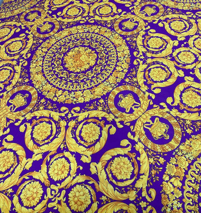 Purple Baroque Pattern Fabric – Custom Printed Fabric, Choose Material by Metre