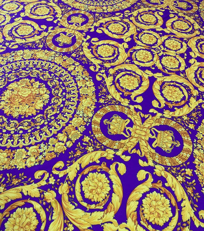 Purple Baroque Pattern Fabric – Custom Printed Fabric, Choose Material by Metre