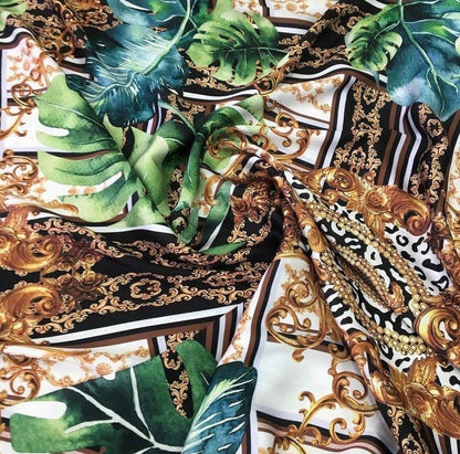 Baroque Tropical Green and Gold Fabric