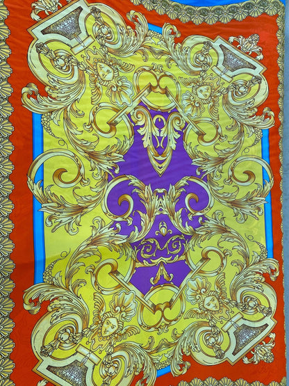 Baroque Pattern Silky Crepe Fabric