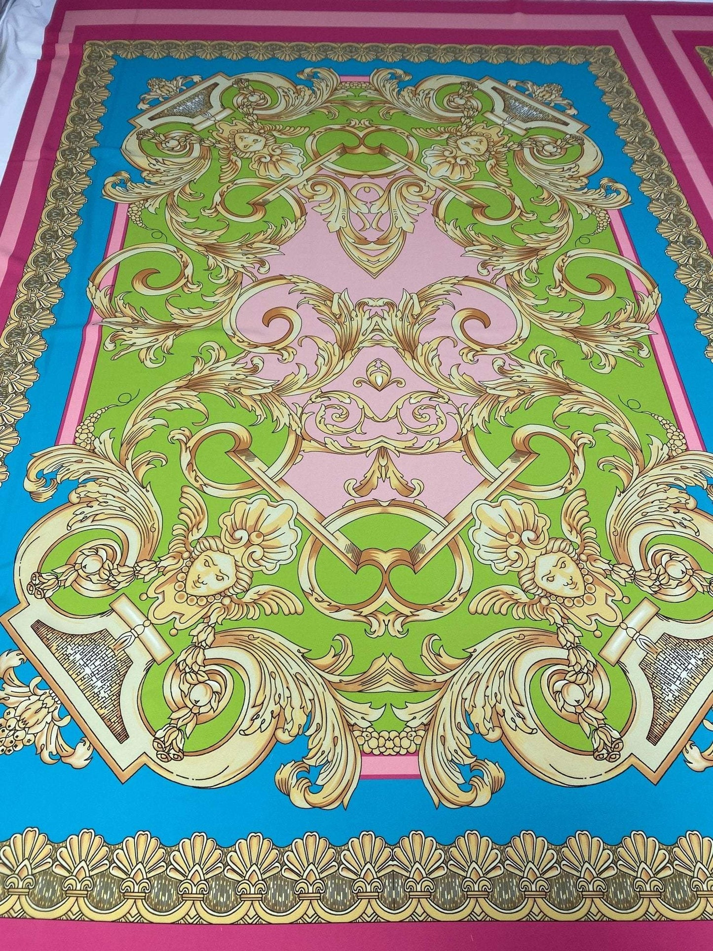 Baroque Pink Silky Crepe Fabric – Custom Printed Fabric, Choose Material by Metre