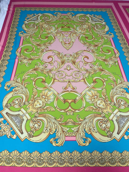 Baroque Pink Silky Crepe Fabric – Custom Printed Fabric, Choose Material by Metre