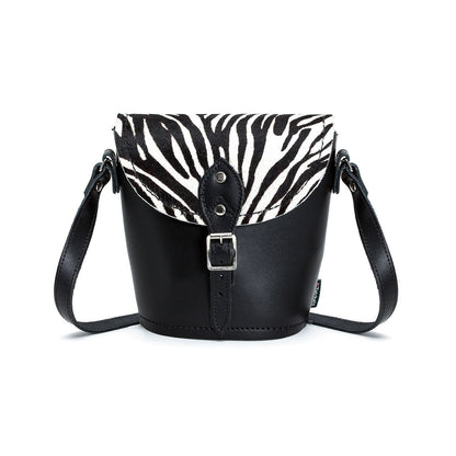 Handmade Leather Barrel Bag - Zebra