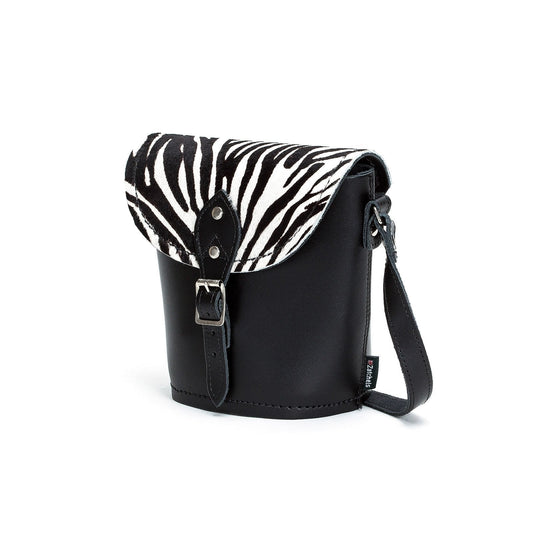 Handmade Leather Barrel Bag - Zebra