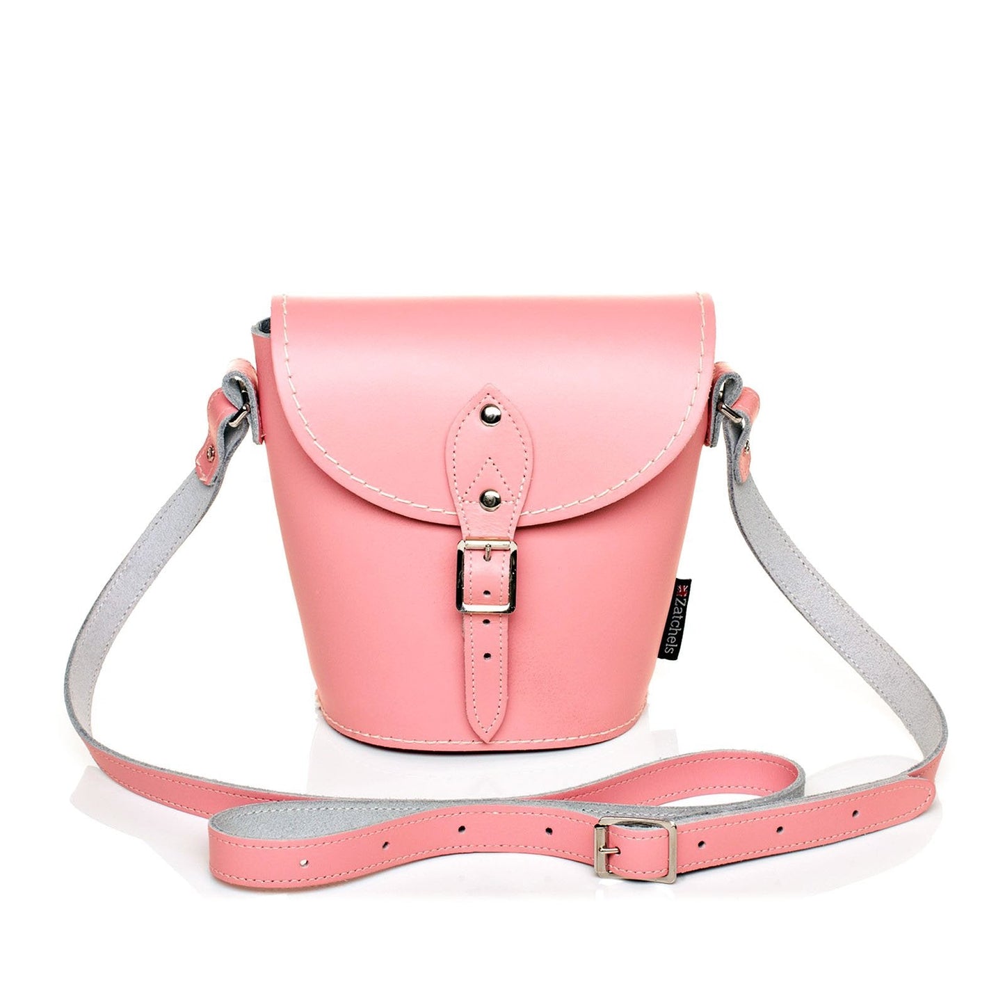 Handmade Leather Barrel Bag - Pastel Pink