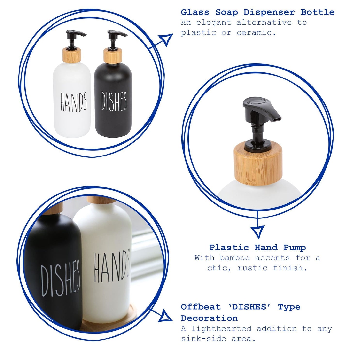 500ml Black Glass Dish Soap Dispenser