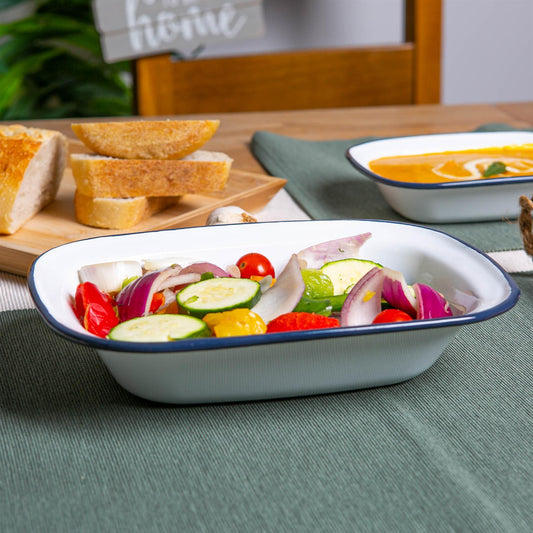 25cm White Enamel Pie Dish