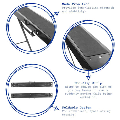 Black/Black Folding Iron Saw Horses - Pack of 2