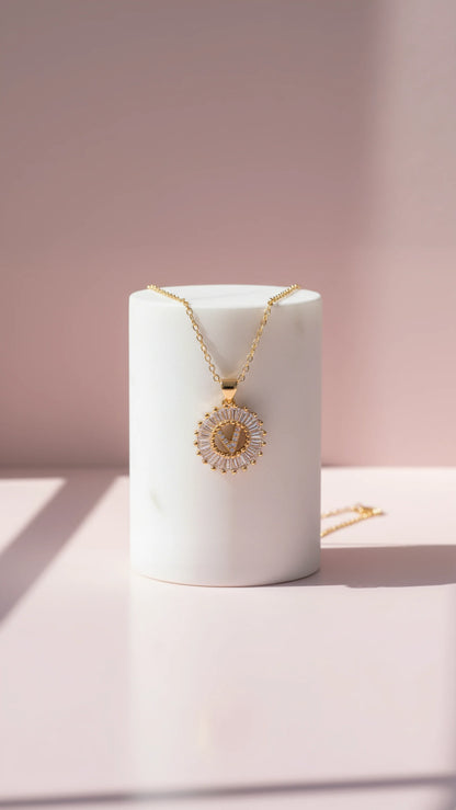 Personalized Letter Crystal Initial Necklace
