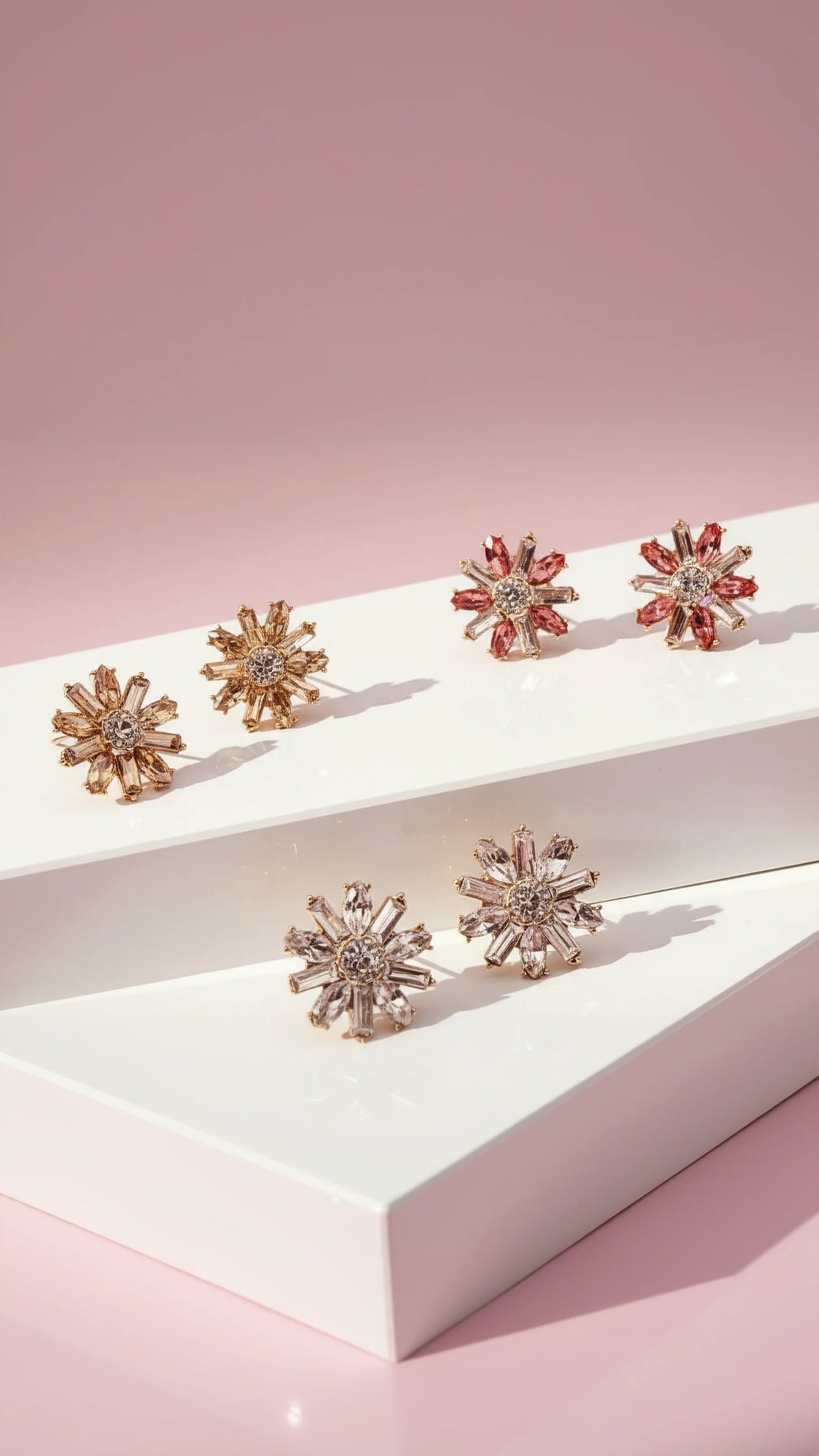 Flower Cluster Crystal Stud Earrings