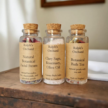 Mini Spa Gift Trio – Botanical Facial Steam, Bath Tea & Salt Vials