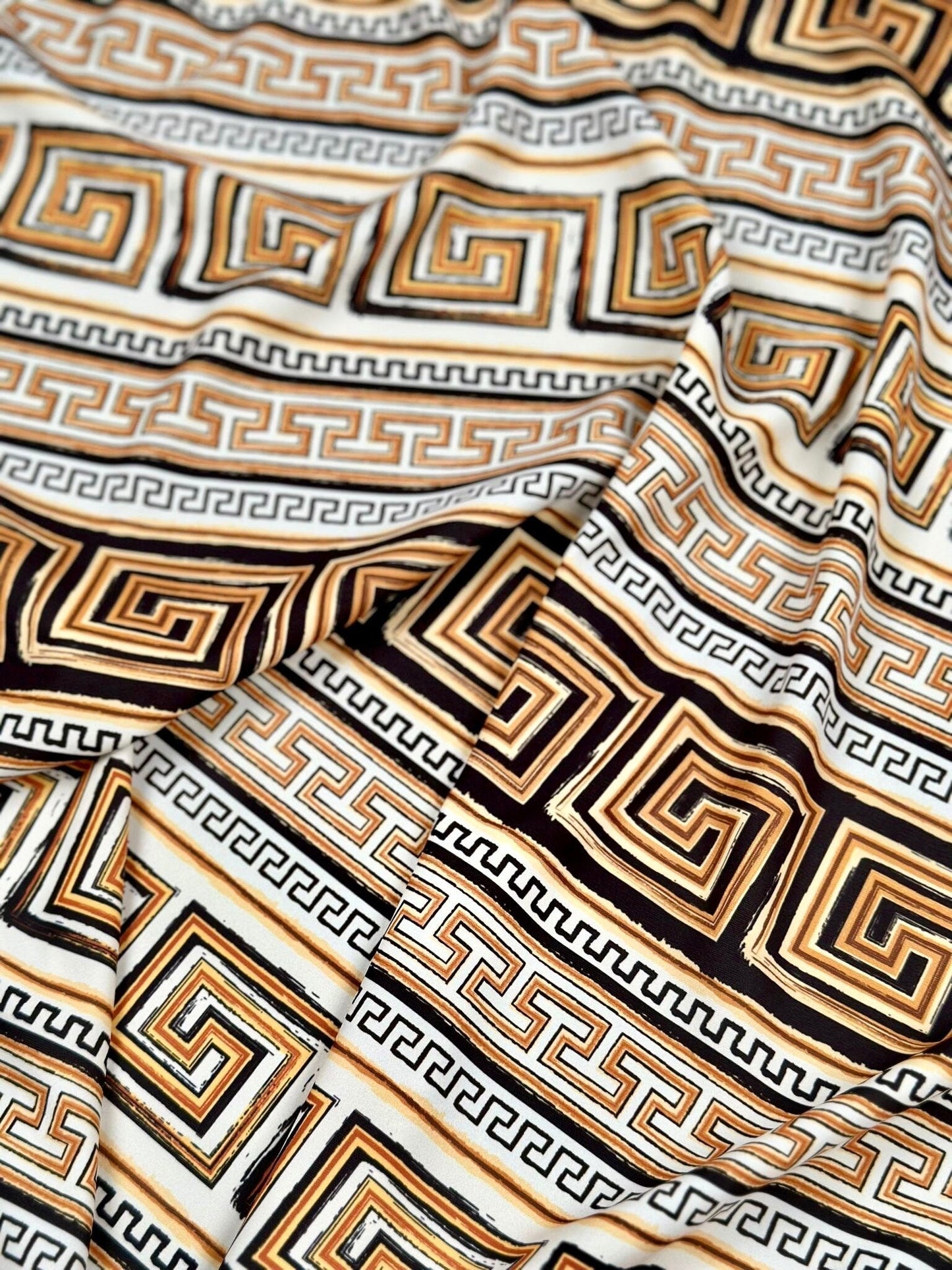 Beige Brown Silky Crepe Fabric